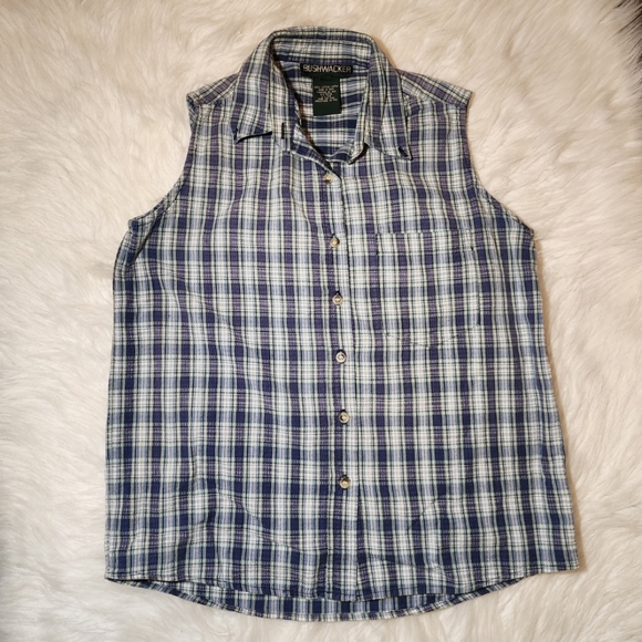 VINTAGE Plaid Bushwacker Sleeveless Button Up Shirt - Picture 2 of 10